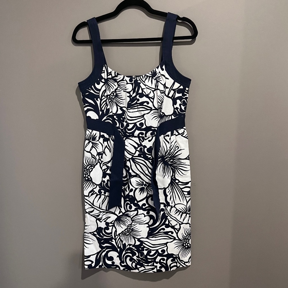 Navy and White Floral Dress